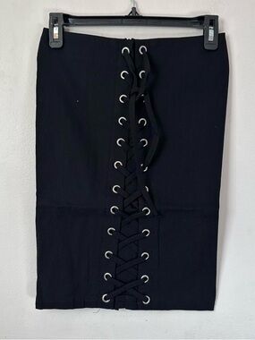 Black Lace-Up Pencil Skirt - Women